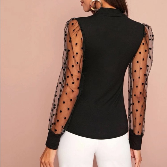 🎉HostPick🎉SHEIN Polka Dot Bishop Sleeve Top - Picture 4 of 6